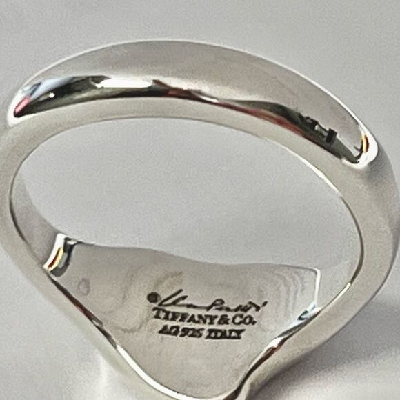 Tiffany & Co Elsa Peretti Full Heart Ring - Silver - sz 7.5 - Picture 3 of 7